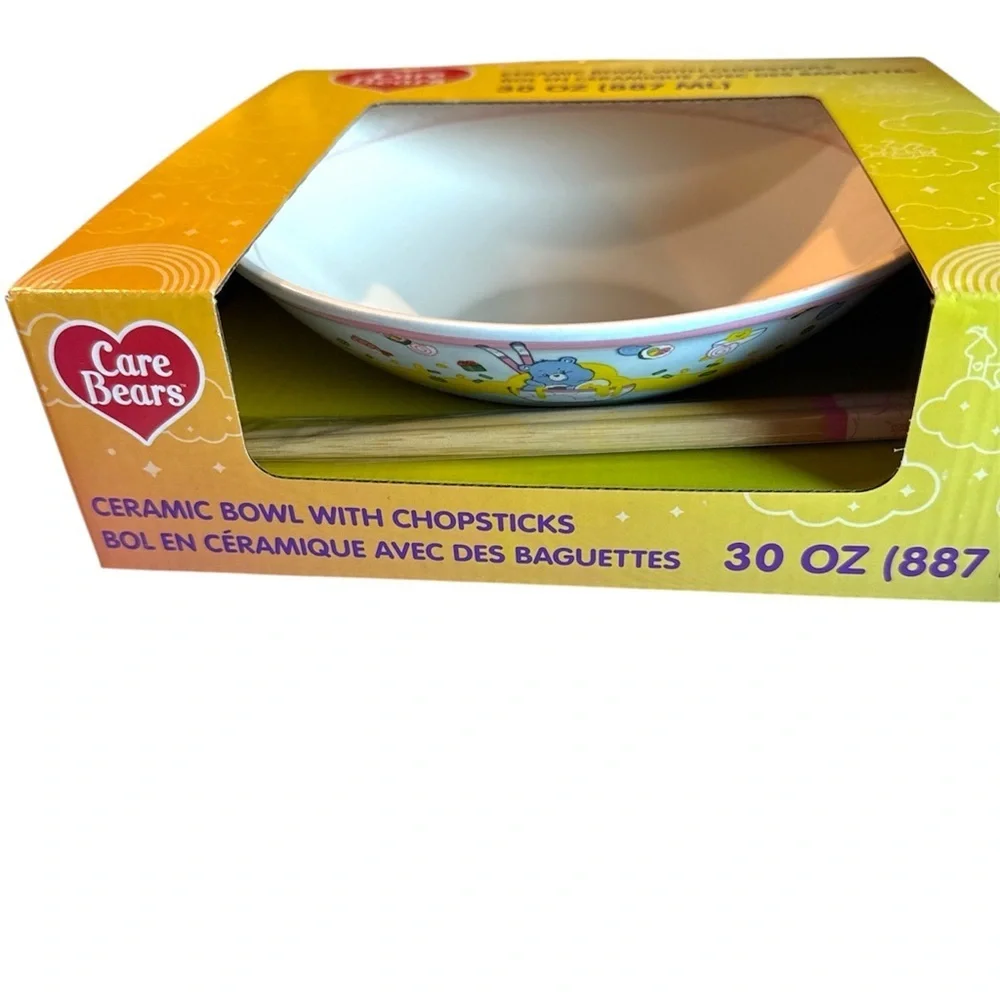 Care Bears‎ Ceramic Bowl with Chopsticks 20 oz Cartoo Ramen Noodle Soup Dish